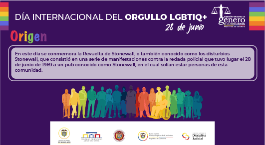 #28Jun | La #ComisiónDeGénero de la Rama Judicial conmemora el día internacional del orgullo LGBTIQ+